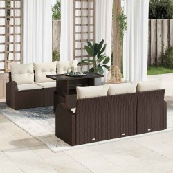 Sonata H Градински Софа Комплект 7 pcs Кафяво 100 x 55 x 73 см Полиратан - Градински Дивани и Пейки