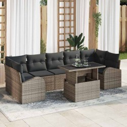 Sonata H Градински Софа Комплект 8 pcs Сив 100 х 55 х 73 см Полиратан - Градински Дивани и Пейки