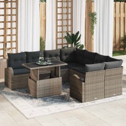 Sonata H Градински Софа Комплект 9 pcs Сив 100 x 55 x 73 см Полиратан - Градински Дивани и Пейки