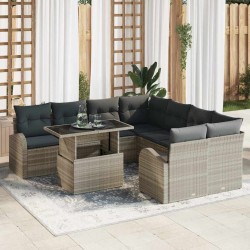 Sonata H Градински Софа Комплект 9 pcs Светлосиво 100 x 55 x 73 см - Градински Дивани и Пейки
