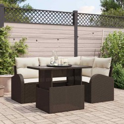 Sonata H Градински Софа Комплект 5 pcs Кафяво 100 x 55 x 73 см Полиратан - Градински Дивани и Пейки