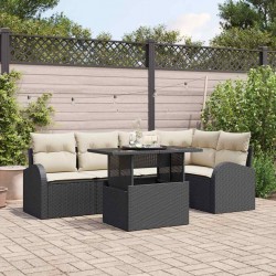 Sonata H Градински Софа Комплект 6 pcs Черно 100 x 55 x 73 см Полиратан - Градински Дивани и Пейки