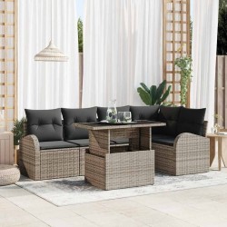 Sonata H Градински Софа Комплект 6 pcs Сив 100 x 55 x 73 см Полиратан - Градински Дивани и Пейки