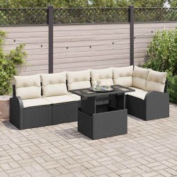 Sonata H Градински Софа Комплект 7 pcs Черно 100 x 55 x 73 см Полиратан - Градински Дивани и Пейки