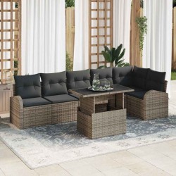 Sonata H Градински Софа Комплект 7 pcs Сив 100 x 55 x 73 см Полиратан - Градински Дивани и Пейки