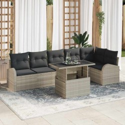 Sonata H Градински Софа Комплект 7 pcs Светлосиво 100 x 55 x 73 см - Градински Дивани и Пейки