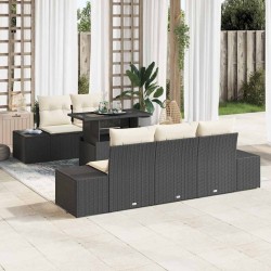 Sonata H Градински Софа Комплект 6 pcs Черен и кремав 100 x 55 x 73 см - Градински Дивани и Пейки