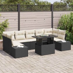 Sonata H Градински Софа Комплект 8 pcs Черен и кремав 100 x 55 x 73 см - Градински Дивани и Пейки