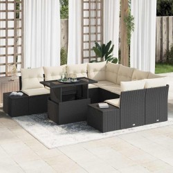 Sonata H Градински Софа Комплект 9 pcs Черен и кремав 100 x 55 x 73 см - Градински Дивани и Пейки