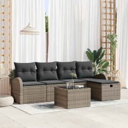 Sonata H Градински Софа Комплект 6 pcs Сив 234 x 117 x 85 см Полиратан - Градински Дивани и Пейки