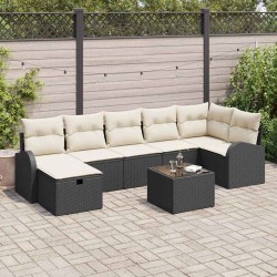 Sonata H Градински Софа Комплект 8 pcs Черно и кремаво 289 x 124 x 85 см - Градински Дивани и Пейки