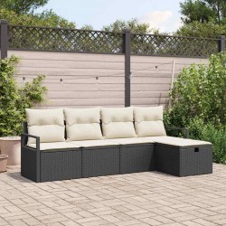 Sonata H Градински Софа Комплект 5 pcs Черно и кремаво 230 x 117 x 85 см - Градински Дивани и Пейки