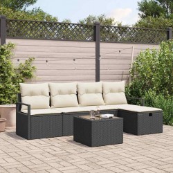 Sonata H Градински Софа Комплект 6 pcs Черно и кремаво 230 x 117 x 85 см - Градински Дивани и Пейки