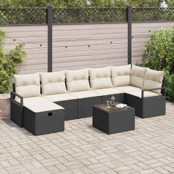 Sonata H Градински Софа Комплект 8 pcs Черно и кремаво 287 x 122 x 85 см - Градински Дивани и Пейки