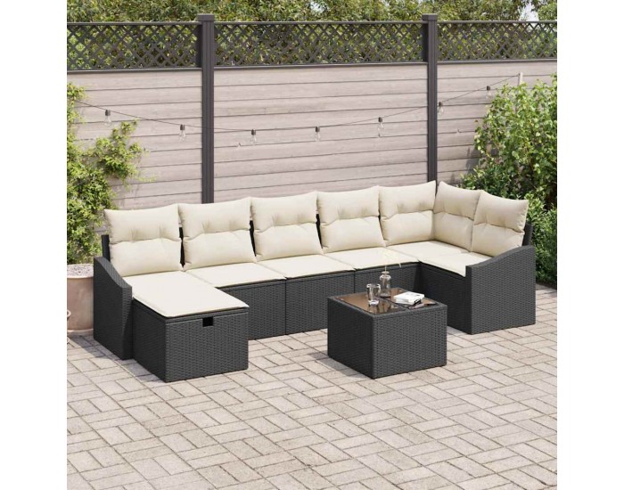 Sonata H Градински Софа Комплект 8 pcs Черно 55 х 62 х 69 см Полиратан