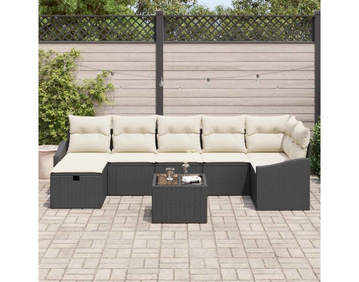 Sonata H Градински Софа Комплект 8 pcs Черно 55 х 62 х 69 см Полиратан