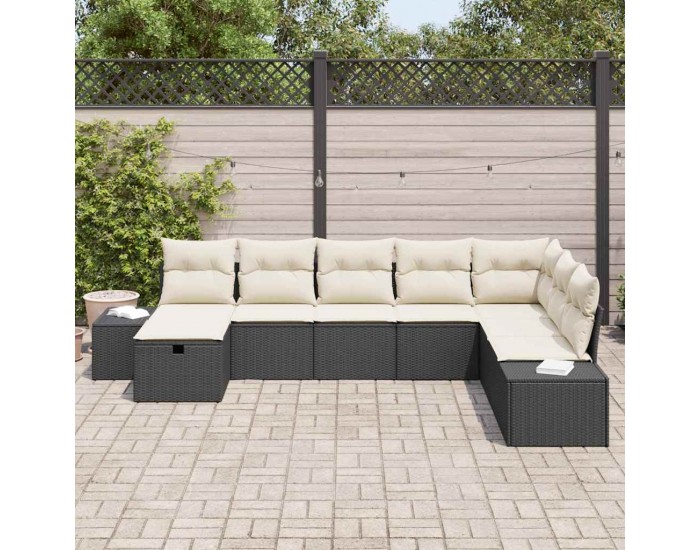Sonata H Градински Софа Комплект 8 pcs Черно 55 х 62 х 69 см Полиратан