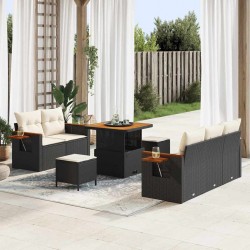 Sonata H Градински Софа Комплект 8 pcs Черно и кремаво 80 x 80 x 71 cm - Градински Дивани и Пейки
