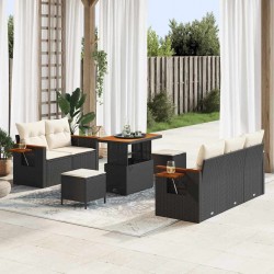 Sonata H Градински Софа Комплект 8 pcs Черно и кремаво 90 x 55 x 71 cm - Градински Дивани и Пейки