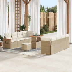 Sonata H Градински Софа Комплект 11 pcs бежово и кремаво 90 x 55 x 71 cm - Градински Дивани и Пейки