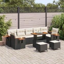 Sonata H Градински Софа Комплект 10 pcs Черно и кремаво 90 x 55 x 71 cm - Градински Дивани и Пейки