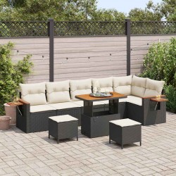 Sonata H Градински Софа Комплект 9 pcs Черно и кремаво 90 x 55 x 71 cm - Градински Дивани и Пейки