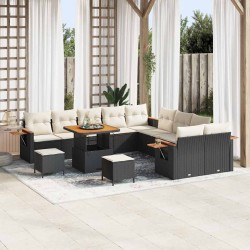 Sonata H Градински Софа Комплект 13 pcs Черно и кремаво 80 x 80 x 71 cm - Градински Дивани и Пейки