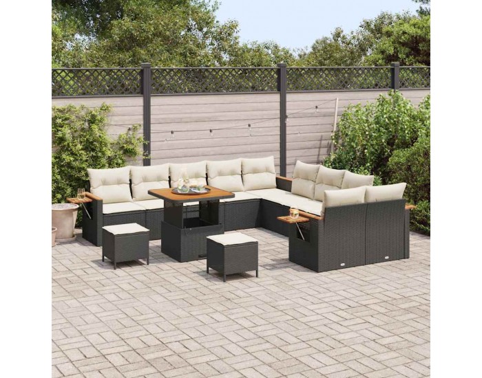 Sonata H Градински Софа Комплект 13 pcs Черно и кремаво 80 x 80 x 71 cm