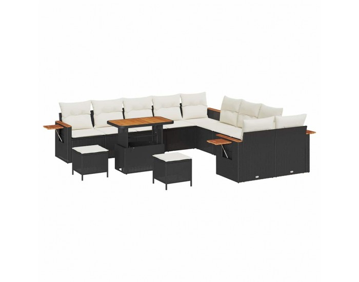 Sonata H Градински Софа Комплект 13 pcs Черно и кремаво 90 x 55 x 71 cm