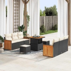 Sonata H Градински Софа Комплект 9 pcs Черно и кремаво 80 x 80 x 71 cm - Градински Дивани и Пейки