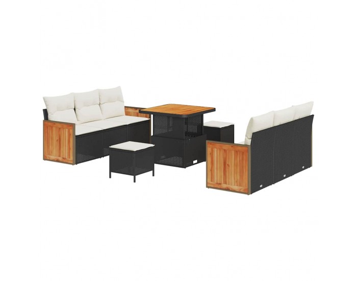 Sonata H Градински Софа Комплект 9 pcs Черно и кремаво 80 x 80 x 71 cm