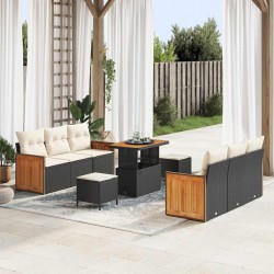 Sonata H Градински Софа Комплект 9 pcs Черно и кремаво 90 x 55 x 71 cm - Градински Дивани и Пейки