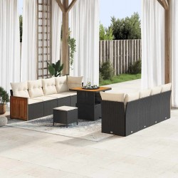 Sonata H Градински Софа Комплект 11 pcs Черно и кремаво 80 x 80 x 71 cm - Градински Дивани и Пейки