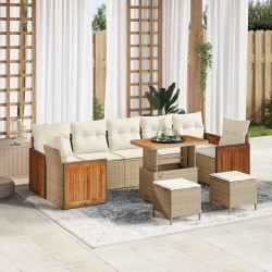 Sonata H Градински Софа Комплект 10 pcs бежово и кремаво 90 x 55 x 71 cm - Градински Дивани и Пейки