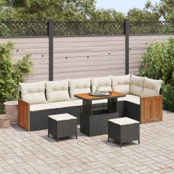 Sonata H Градински Софа Комплект 9 pcs Черно и кремаво 90 x 55 x 71 cm - Градински Дивани и Пейки