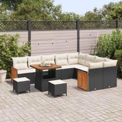 Sonata H Градински Софа Комплект 12 pcs Черно и кремаво 80 x 80 x 71 cm - Градински Дивани и Пейки