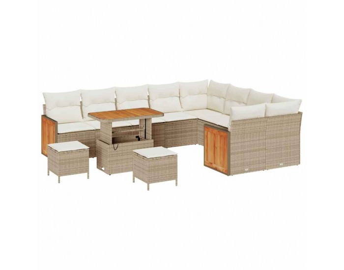 Sonata H Градински Софа Комплект 12 pcs бежово и кремаво 90 x 55 x 71 cm