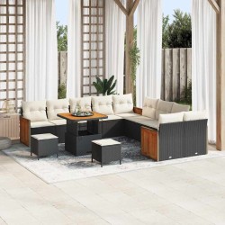 Sonata H Градински Софа Комплект 13 pcs Черно и кремаво 80 x 80 x 71 cm - Градински Дивани и Пейки
