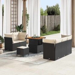 Sonata H Градински Софа Комплект 8 pcs Черно и кремаво 80 x 80 x 71 cm - Градински Дивани и Пейки