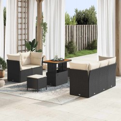 Sonata H Градински Софа Комплект 8 pcs Черно и кремаво 90 x 55 x 71 cm - Градински Дивани и Пейки