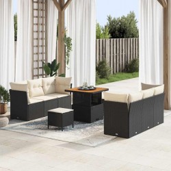 Sonata H Градински Софа Комплект 9 pcs Черно и кремаво 80 x 80 x 71 cm - Градински Дивани и Пейки