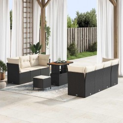 Sonata H Градински Софа Комплект 10 pcs Черно и кремаво 90 x 55 x 71 cm - Градински Дивани и Пейки