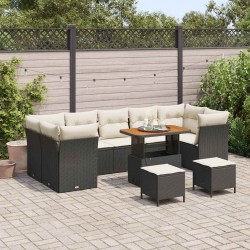Sonata H Градински Софа Комплект 10 pcs Черно и кремаво 90 x 55 x 71 cm - Градински Дивани и Пейки