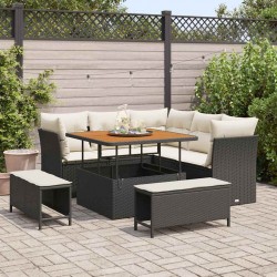 Sonata H Градински Софа Комплект 8 pcs Черно и кремаво 100 x 100 x 71 cm - Градински Дивани и Пейки