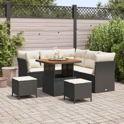 Sonata H Градински Софа Комплект 8 pcs Черно и кремаво 80 x 80 x 71 cm - Градински Дивани и Пейки