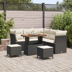 Sonata H Градински Софа Комплект 8 pcs Черно и кремаво 90 x 55 x 71 cm - Градински Дивани и Пейки