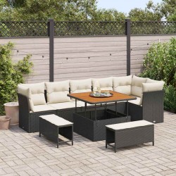 Sonata H Градински Софа Комплект 9 pcs Черно и кремаво 100 x 100 x 71 cm - Градински Дивани и Пейки