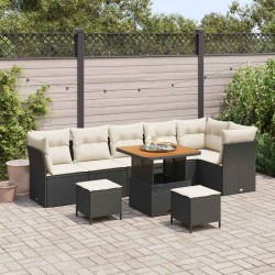 Sonata H Градински Софа Комплект 9 pcs Черно и кремаво 80 x 80 x 71 cm - Градински Дивани и Пейки
