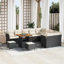 Sonata H Градински Софа Комплект 12 pcs Черно и кремаво 80 x 80 x 71 cm - Градински Дивани и Пейки