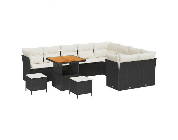Sonata H Градински Софа Комплект 12 pcs Черно и кремаво 80 x 80 x 71 cm